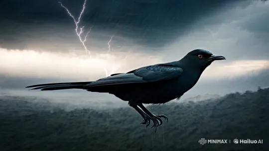 Mysterious Blackbird Soars Through Storm's Fury – AI Generated Video | Hailuo AI
