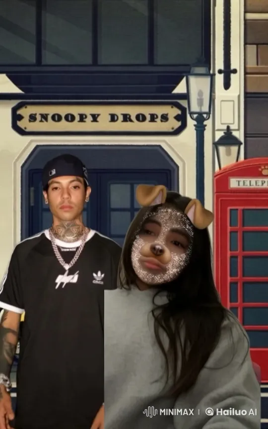 Affectionate Encounter in Front of 'Snoopy Drops' Storefront – AI Generated Video | Hailuo AI