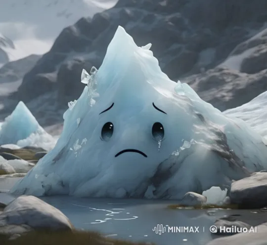 Melancholic Glacier Melts in Serene Mountain Valley – AI Generated Video | Hailuo AI