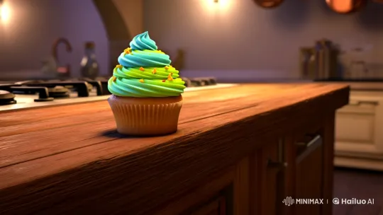 Kitten Steals Cupcake in Rustic Kitchen Drama – AI Generated Video | Hailuo AI