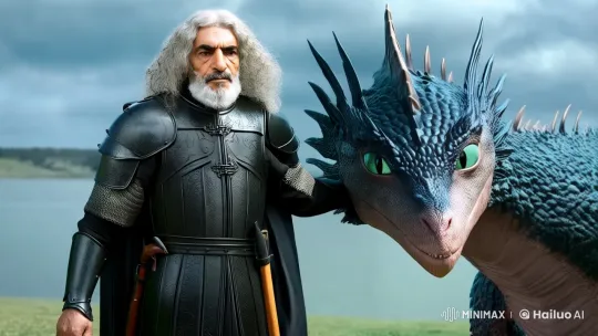 Aged Warrior and Loyal Dragon in Majestic Medieval Setting – AI Generated Video | Hailuo AI