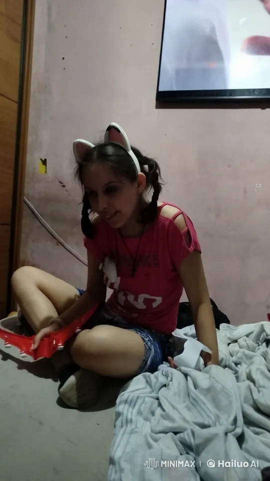 Girl in Cozy Room with Cat Ears Engages in Activity – AI Generated Video | Hailuo AI