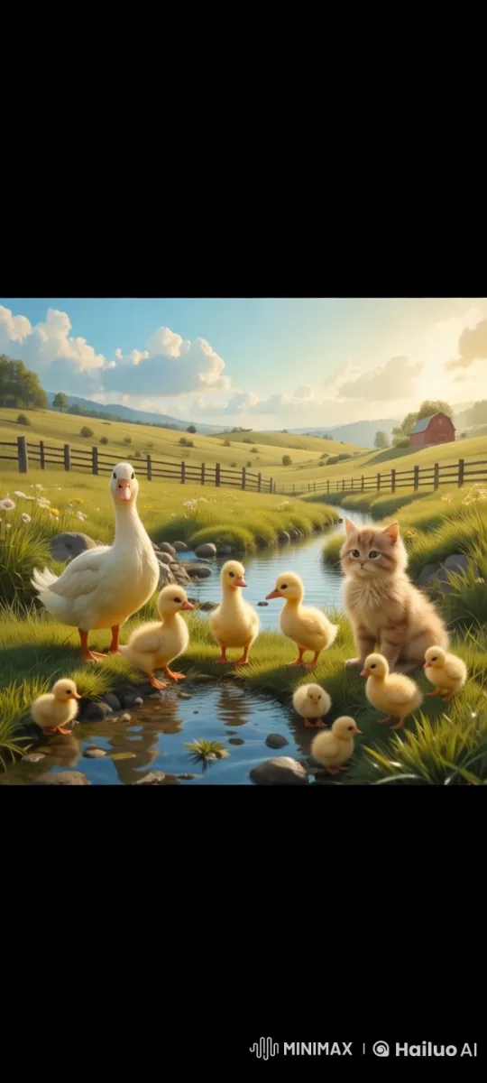 Charming Countryside with Ducklings, Kittens, and Chicks – AI Generated Video | Hailuo AI