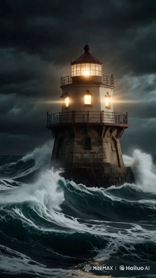 Lighthouse Resilience Amidst Stormy Sea – AI Generated Video | Hailuo AI
