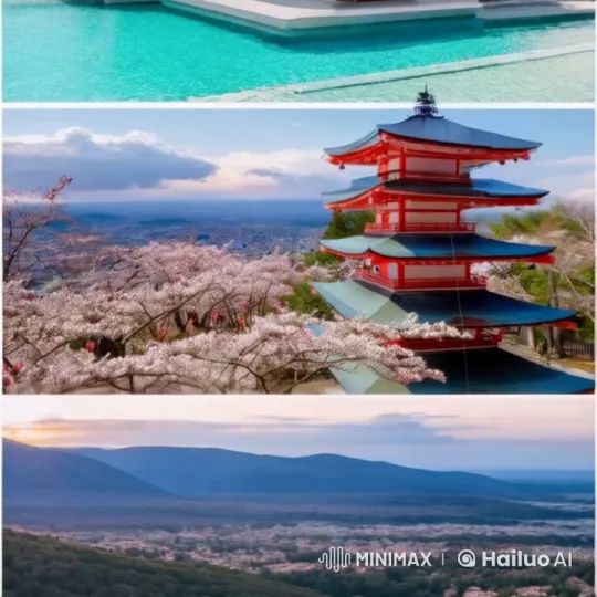 Peaceful Spring: Cherry Blossoms and Pagoda in Live2D Animation – AI Generated Video | Hailuo AI