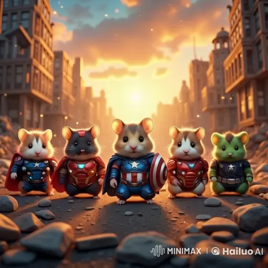 Adorable Hamsters Perform Avengers-Themed Line Dance – AI Generated Video | Hailuo AI