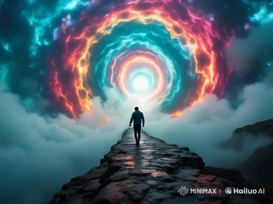 Mystical Journey: Man Approaches Swirling Vortex in Live2D – AI Generated Video | Hailuo AI