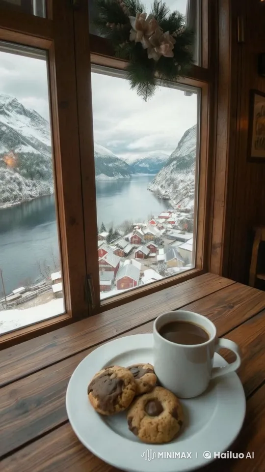 Cozy Winter Cabin with Snowy Village View – AI Generated Video | Hailuo AI