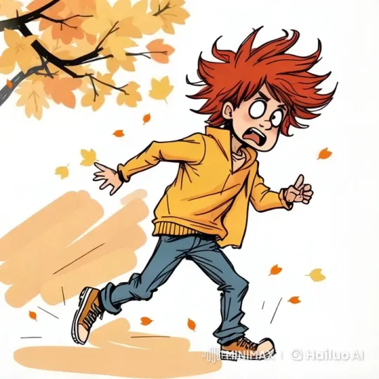 Red-Haired Boy Rushes Through Vibrant Autumn in Live2D Animation – AI Generated Video | Hailuo AI