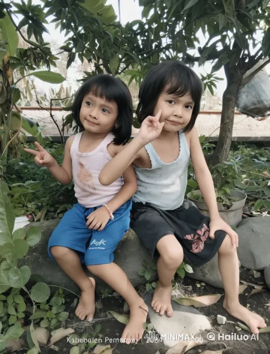 Peaceful Moment of Two Children in a Garden – AI Generated Video | Hailuo AI