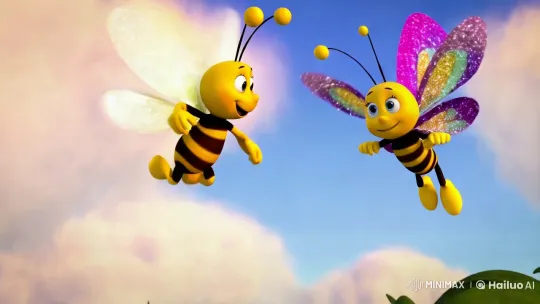 Buzzy and Flutter's Joyful Aerial Ballet in 3D Animated Paradise – AI Generated Video | Hailuo AI