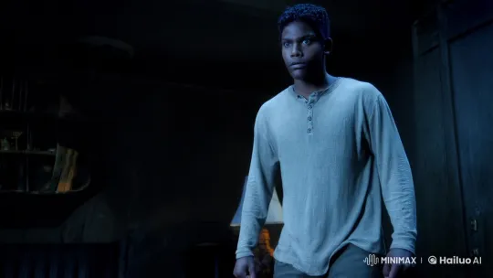 Young Man Fights Eerie Ghost in Dimly Lit Room – AI Generated Video | Hailuo AI