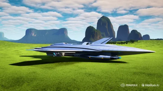 Futuristic Spaceship in Pristine Natural Landscape – AI Generated Video | Hailuo AI