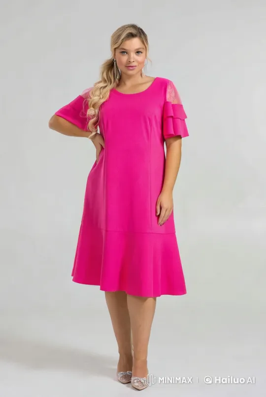 Vibrant Pink Dress Fashion Walk – AI Generated Video | Hailuo AI