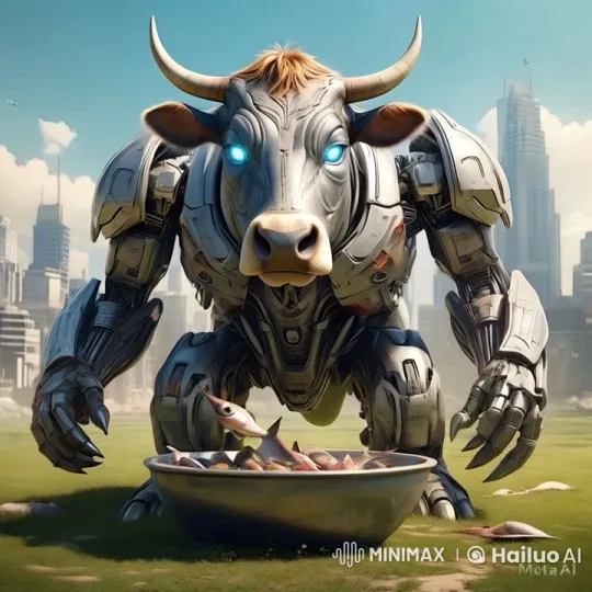 Futuristic Cityscape with Transforming Robotic Bull – AI Generated Video | Hailuo AI