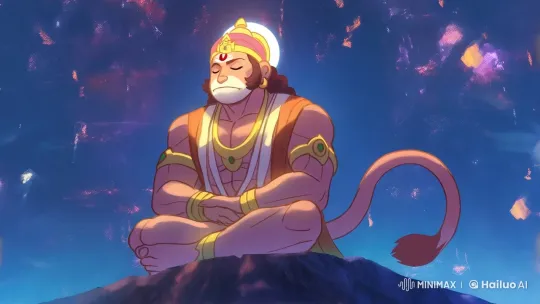 Hanuman Meditates with Divine Aura in Live2D Animation – AI Generated Video | Hailuo AI