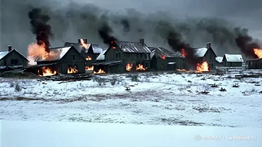 Ruined Village: Young Girl, Nazis, and Fiery Chaos – AI Generated Video | Hailuo AI