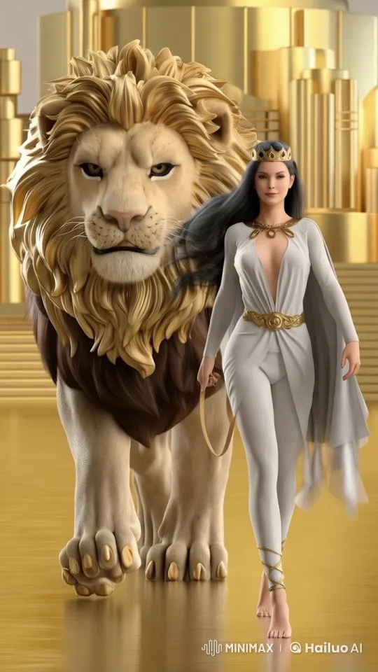 Regal Woman and Lion in Majestic Live2D Animation – AI Generated Video | Hailuo AI