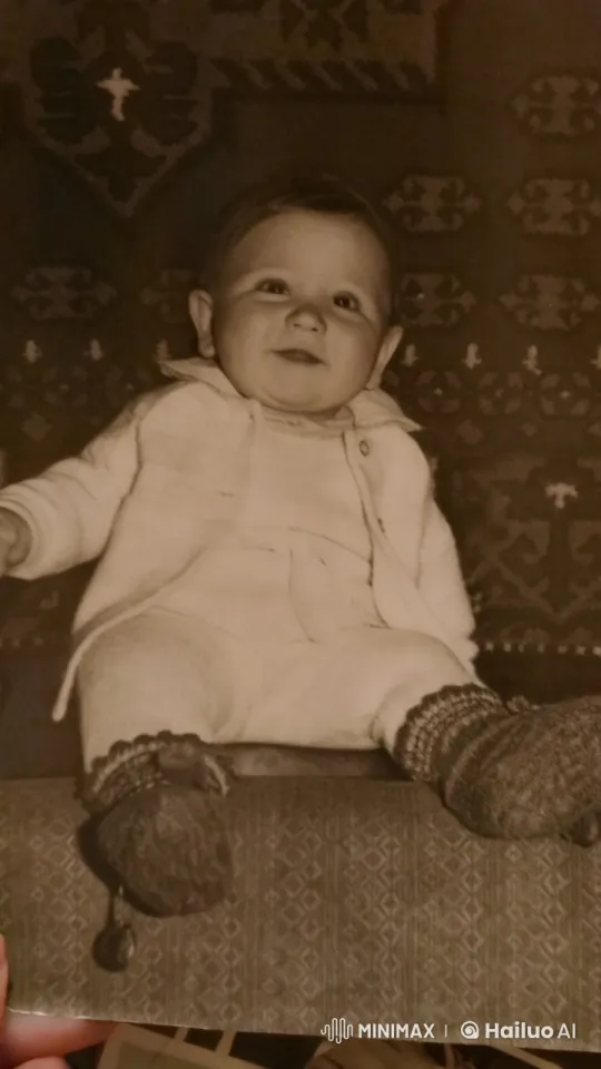 Joyful Baby in Cozy Outfit Amidst Vintage Setting – AI Generated Video | Hailuo AI