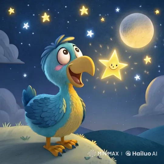 Magical Night Sky with Enchanted Dodo Bird – AI Generated Video | Hailuo AI