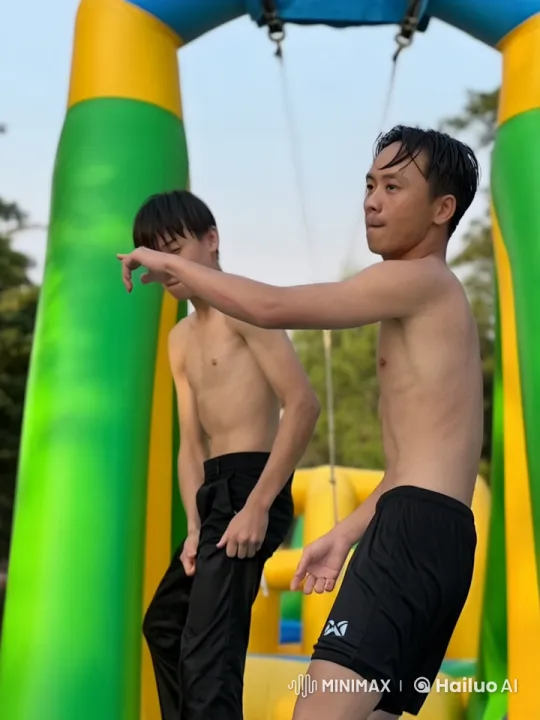 Kung Fu Fight in Inflatable Playground – AI Generated Video | Hailuo AI