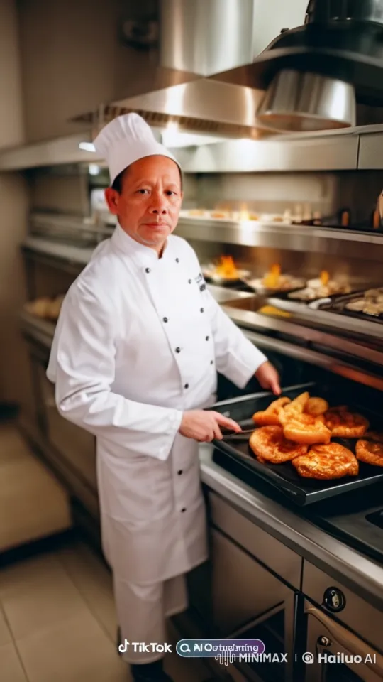 Professional Chef Slices and Serves Pizza in Kitchen – AI Generated Video | Hailuo AI
