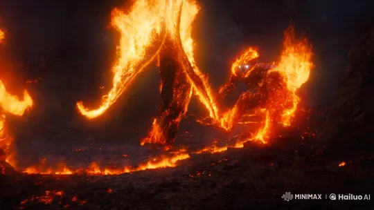 Fiery Entity's Dance: A Cinematic Spectacle of Chaos and Beauty – AI Generated Video | Hailuo AI