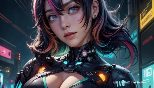 Futuristic Female Character in Cyberpunk Cityscape – AI Generated Video | Hailuo AI
