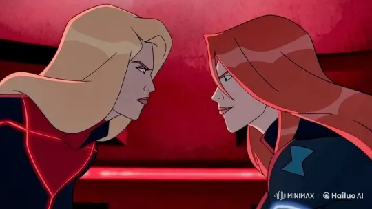 Black Widow and Crimson Widow Share Passionate Kiss – AI Generated Video | Hailuo AI