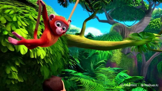 Monkey Max Captures Awe in Lush Jungle Setting – AI Generated Video | Hailuo AI