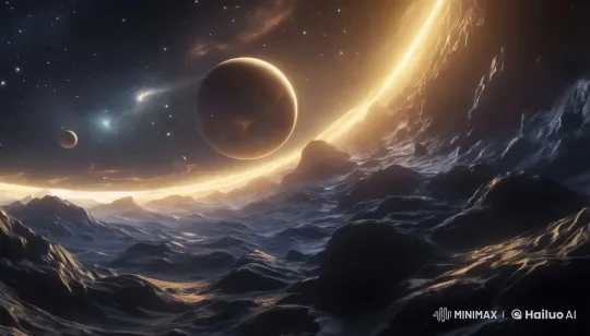 Divine Presence in Infinite Dark Space with Golden Glow – AI Generated Video | Hailuo AI