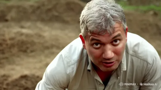Middle-aged man discovers buried treasure chest – AI Generated Video | Hailuo AI