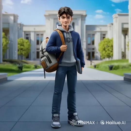 Confident Student Walks on Prestigious Campus in Live2D Animation – AI Generated Video | Hailuo AI