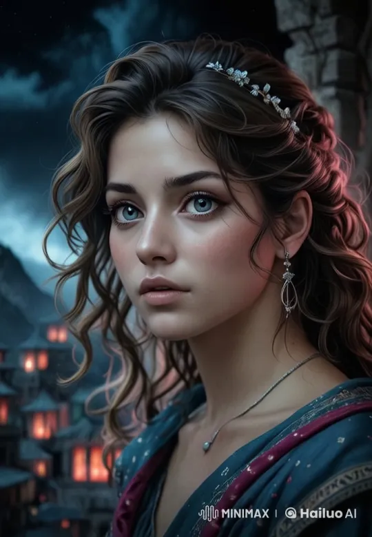 Enchanting Woman with Dynamic Floral Hair in Serene Night Setting – AI Generated Video | Hailuo AI