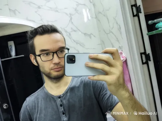 Man Captures Bathroom Selfie in Live2D Animation – AI Generated Video | Hailuo AI