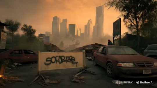 Post-Apocalyptic Cityscape: A Journey Through Desolation – AI Generated Video | Hailuo AI