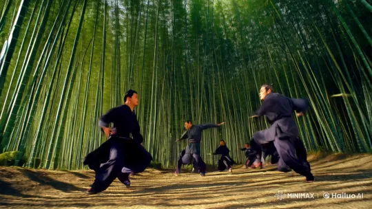 Aesthetic Martial Arts Battle in Bamboo Forest – AI Generated Video | Hailuo AI