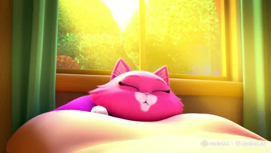 Pink Cat's Graceful Day: Aesthetic Journey Through Routine – AI Generated Video | Hailuo AI