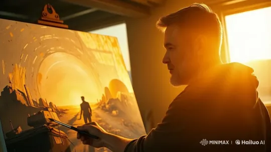 Artist Painting Serene Landscape in Live2D Animation – AI Generated Video | Hailuo AI