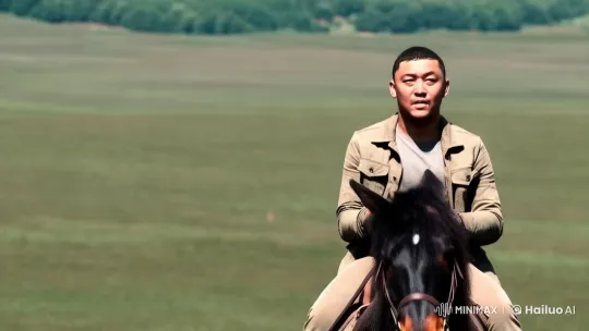 Young Man on Horseback in Scenic Landscape – AI Generated Video | Hailuo AI