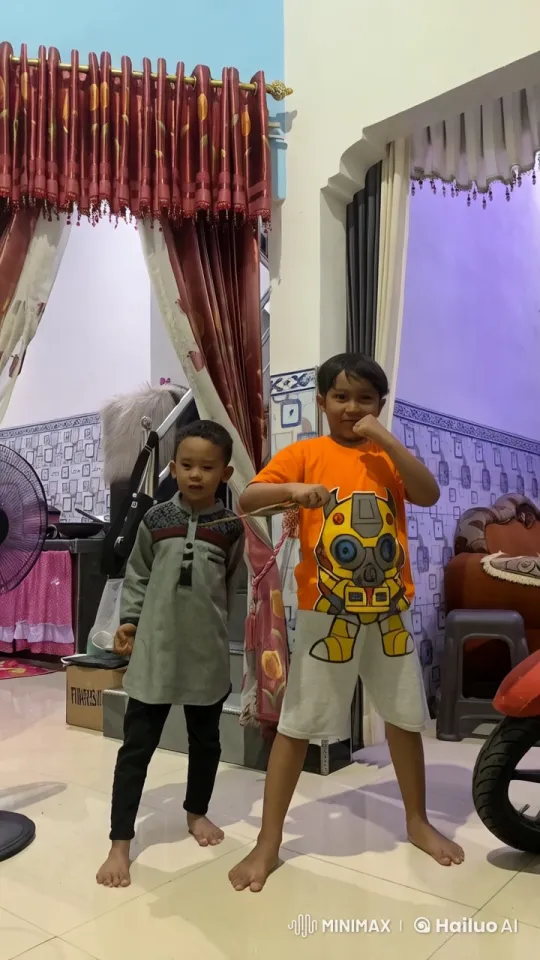 Boys Practicing Kungfu in Animated Live2D Living Room – AI Generated Video | Hailuo AI