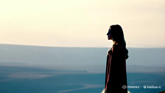 Mysterious Wolf Meets Solitary Figure in Ethereal Landscape – AI Generated Video | Hailuo AI