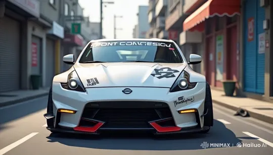 Stylish White Car Showcases Design in City Streetscape – AI Generated Video | Hailuo AI