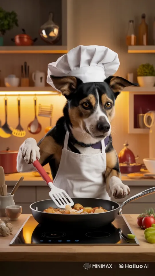 Dog Chef Struggles with Cooking in Hilarious Chaos – AI Generated Video | Hailuo AI