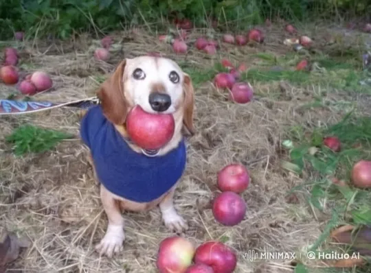 Dog Defends Apple from Fighting Cats in Animated Scene – AI Generated Video | Hailuo AI