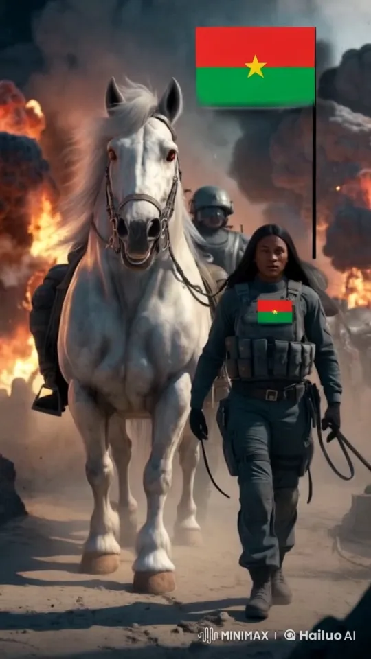Soldier and Horse Carry Flag Amidst Wartime Chaos – AI Generated Video | Hailuo AI