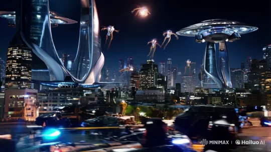 Alien Invasion: Epic Battle in a Futuristic Cityscape – AI Generated Video | Hailuo AI