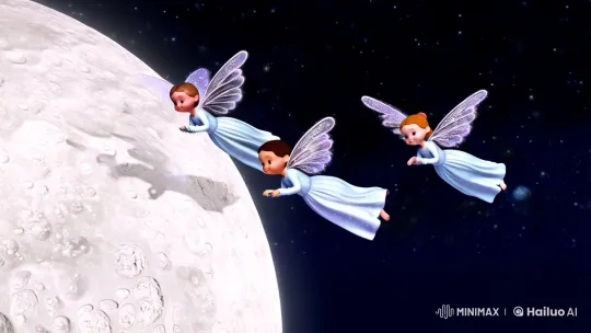 Angels Gliding Over Moonlight with Grace – AI Generated Video | Hailuo AI