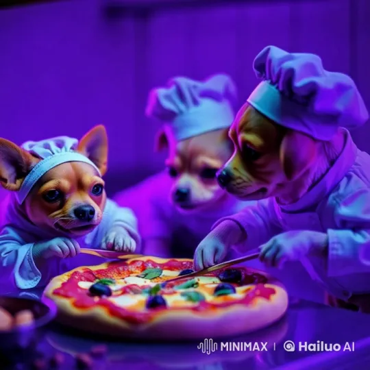 Canine Chefs Prepare Pizza in Animated Live2D Kitchen – AI Generated Video | Hailuo AI