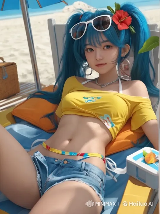Summer Beach Relaxation with Animated Girl – AI Generated Video | Hailuo AI